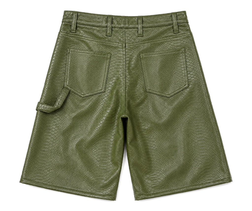 Green Leather Shorts