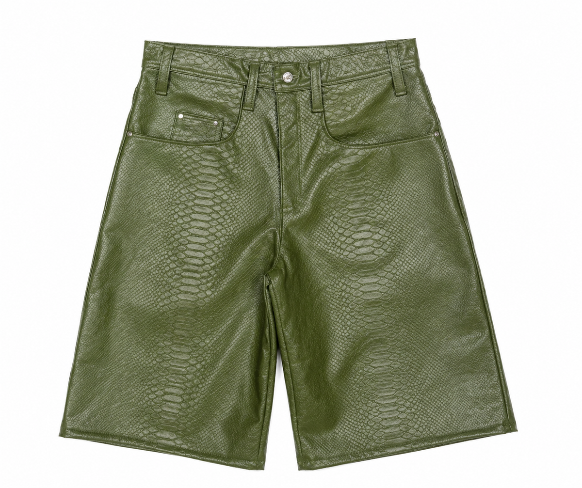 Green Leather Shorts