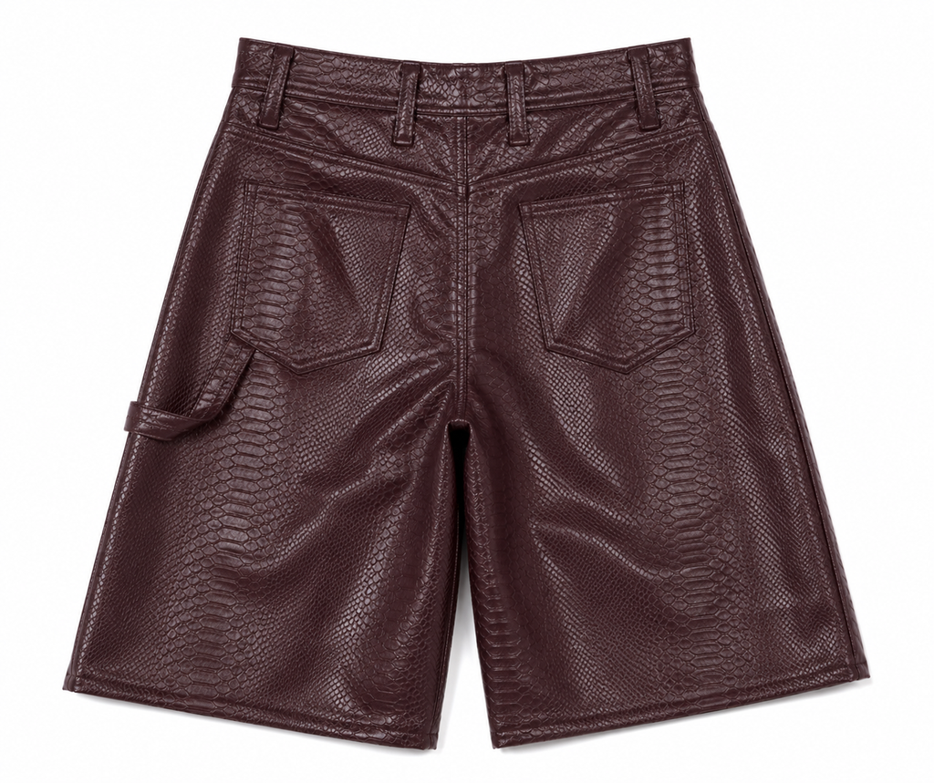 Burgundy Leather Shorts