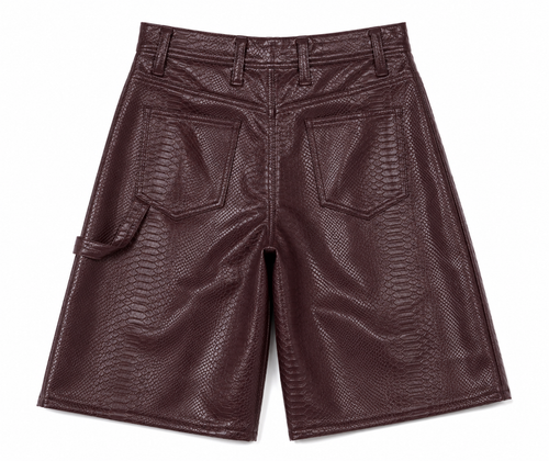 Burgundy Leather Shorts